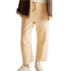 Free People NWT Osaka Mid Rise Barrel Pants Light Tan Size 29